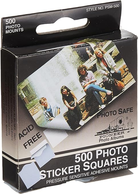 Pioneer PSM500 Photo Squares Self Adhesive, 500/Pkg, White, 1/2-Inch