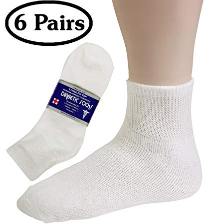 Diabetic Socks Mens Cotton 6-Pack Ankle White by DEBRA WEITZNER