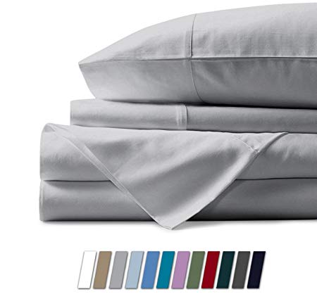 Mayfair Linen 1000 Thread Count Best Bed Sheets 100% Egyptian Cotton Sheets Set - Silver Long-Staple Cotton Queen Sheet for Bed, Fits Mattress Upto 18'' Deep Pocket, Soft & Silky Sateen Weave Sheets