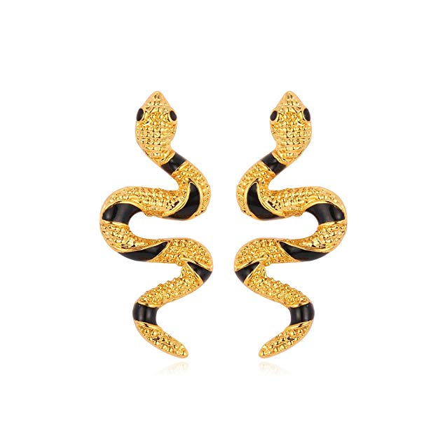 Vivid Snake Earrings Women 18K Gold Plated Cool Dangle Earring