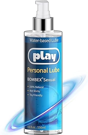 BOMBEX Water Based Lube - Personal Lubricant, Natural Lubricants for Women,Men,Couples,Chemical Free,Silky Smooth,Non-Staining,Condom & Toys Safe,Long-Lasting Liquid Lube,8 Fl Oz