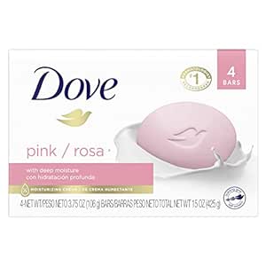 Dove Beauty Bar Gentle Skin Cleanser Moisturizing for Gentle Soft Skin Care Pink More Moisturizing than Bar Soap 3.75 oz, 4 Bars