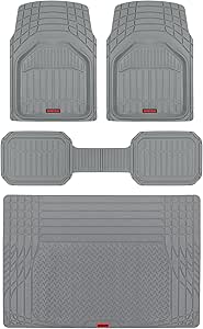 Motor Trend FlexTough Defender Floor Mats for Cars & TrunkShield Trunk Mat Set, Next-Gen Deep Dish Heavy Duty All Weather, Rubber Car Floor Mat Set for Auto Truck Van SUV