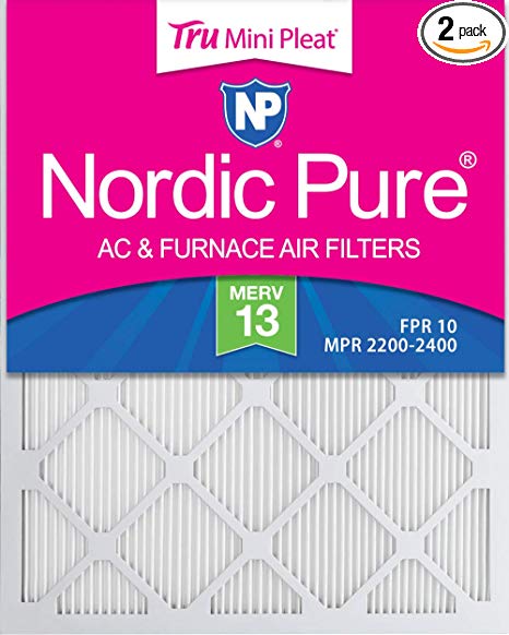 Nordic Pure 19_7/8x21_1/2x1 Exact MERV 13 Tru Mini Pleat AC Furnace Air Filters 2 Pack