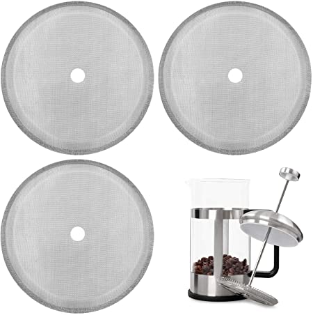 French Press Replacement Filter Mesh Screen Coffee Press Filters 4 Inch Reusable Stainless Steel Mesh Filter for 8 Cup/ 34 OZ/ 1000 ml French Press Coffee Tea Makers (3 Packs)