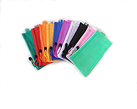 SHADIAO A6 30pcs 9 x 4-1/2 inches Waterproof Plastic Double Layer Zipper File Bags Invoice Pouches Bill Bag Pencil Pouch Pen Bag (Random Color)