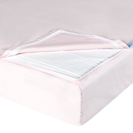 QuickZip Easy Change Crib Sheet With Wraparound Total Security Base, Pink