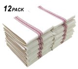 Cotton Craft 12 Pack Superior Professional Grade Kitchen Dish and Tea Towels 16x28 30 Ounces Scandia Stripe Red 100 Cotton Also used as Napkins Sturdy Herringbone Weave 22 Larger and 25 Heavier