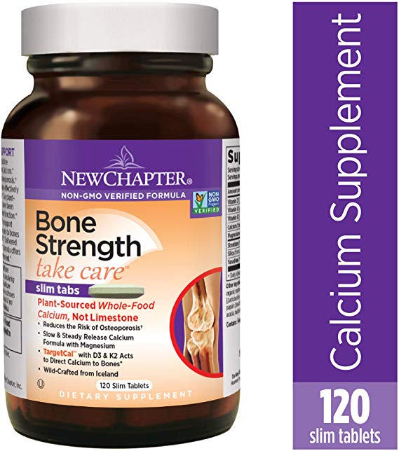 New Chapter Calcium Supplement – Bone Strength Whole Food Calcium with Vitamin K2   D3   Magnesium, Vegetarian, Gluten Free 120 Count (40 Day Supply)