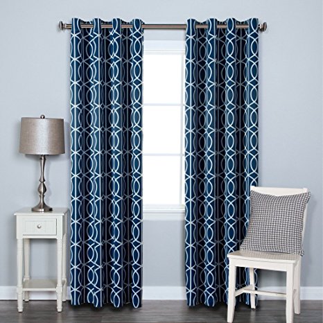 H.Versailtex Thermal Insulated Blackout Curtains/Window Drapes - Nickel Grommet Top - Navy - 52"W x 96"L - Slub Twilight Pattern (Set of 2 Panels)