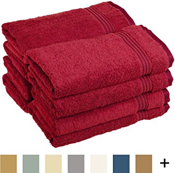 Superior Luxurious Soft Hotel & Spa Quality Hand Towel Set of 8, Made of 100% Premium Long-Staple Combed Cotton - Burgundy, 16" x 30" each