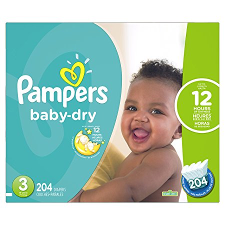 Pampers Baby Dry Diapers Size 3, 204 Count (Packaging May Vary)