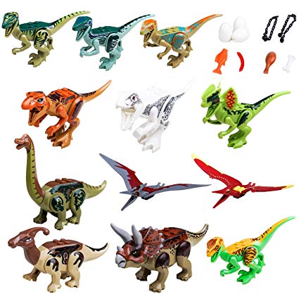Maykid Dinosaurs Set 12 Building Bricks Dinosaurs and 9 Accessories