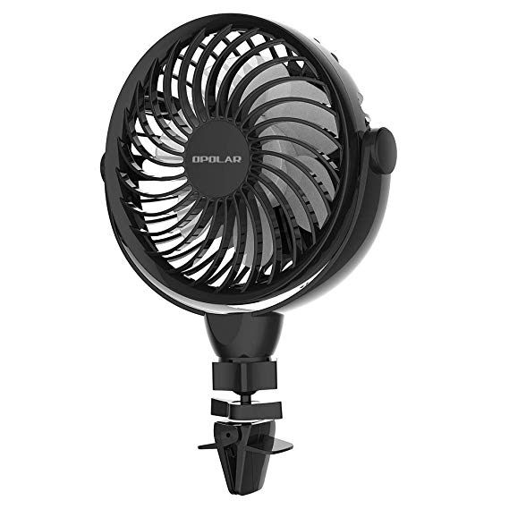 OPOLAR 2019 New Mini Car Fan (USB Powered Only), Multi-Directional Clamp, Four Speeds, 360 Degree Rotation, Portable Vehicle Cooling Fan for Car Front&Back Seat, Ideal for Driver Passenger Baby Pet