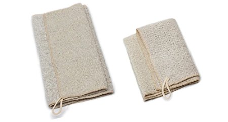 Aquis 10x34.5 Inch Linen Exfoliating Shower Towel and 12x12 Inch Linen Exfoliating Washcloth