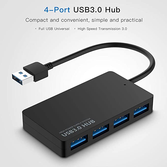 E-Universal Ultra Slim 4-Port USB 3.0 Data Hub Super Speed Data Transfer Hub for mac laptop Ultrabook and Tablet PC