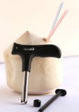 CocoDrill Young Coconut Opening Tool -Punch Tap Knife Opener for Raw Coco Water Juice - Makes Straw Hole Fresh Thai Hawaii