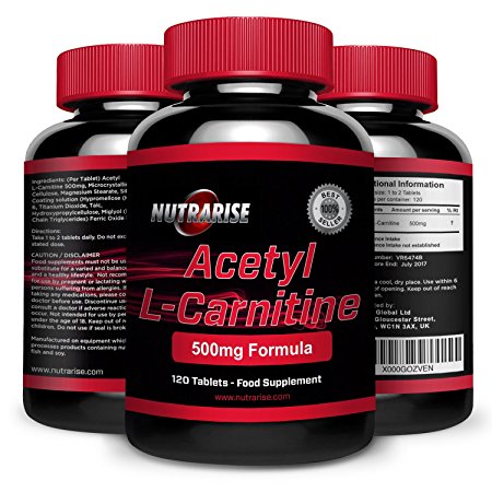Acetyl L-Carnitine, Powerful Fat Burner, The Amino Acid that Works as an Appetite Suppressant and Increases Weight Loss, L-Carnitine is a Fatigue Supplement that Increases Stamina, 500mg, 120 Capsules