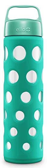 Ello Pure BPA-Free Glass Water Bottle with Lid, Teal Fizz, 20 oz.