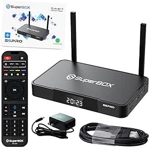 Latest S-5-P r o 2024 Super Bundle Box for TV,2T2R,4GB 32GB Storage with Original Voice Remote Control,6K HDMI,with Detailed Manual,Newest Version Super Smart TV Box,Easy Setup Guide