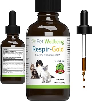 Pet Wellbeing Respir-Gold for Dogs - Vet-Formulated - Supports Easy Breathing, Normal Airways, Respiratory Health - Natural Herbal Supplement 2 oz (59 ml)