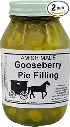 Amish Pie Filling - TWO 32 Oz Jars (Gooseberry)