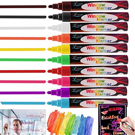 Samhe Liquid Chalk Markers for Chalkboard Erasable Highlighter Reversible Bullet Water-Based Non-Toxic Wet Erase Pens