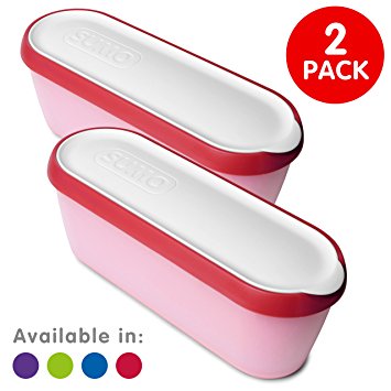 SUMO Ice Cream Containers: Insulated Ice Cream Tub for Homemade Ice-Cream, Gelato or Sorbet · Dishwasher Safe · 1.5 Quart Capacity · [Red, 2-Pack]