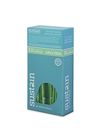 Sustain Ultra Thin Non-Toxic Lubricated Latex Condom, 13 Count