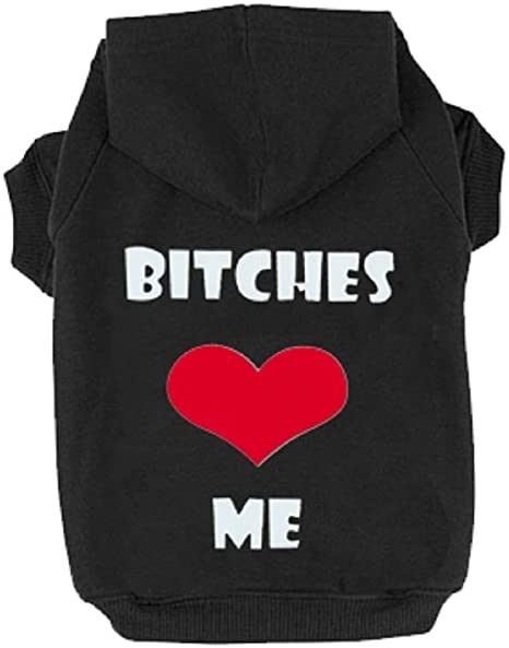 EXPAWLORER "Bitches Love ME Dog Hoodies Fleece Sweater Shirt Black