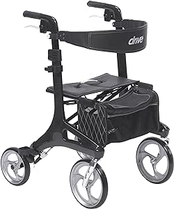 Drive Medical Nitro Elite CF Carbon Fiber Walker Rollator, Black