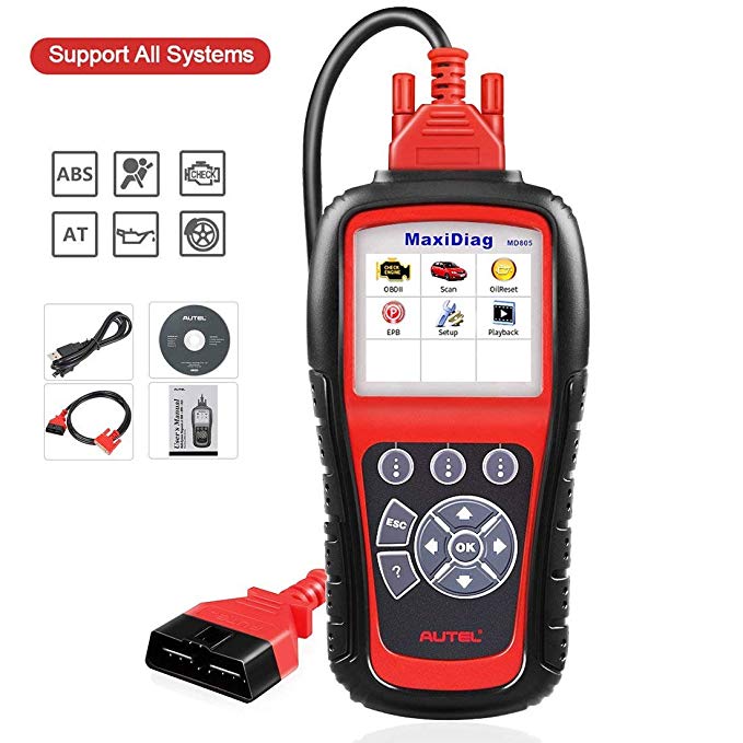 Autel Scanner Autel MD805 Maxidiag Elite Full System Diagnoses for ABS, SRS, Engine, Transmission ,EPB, Oil Reset