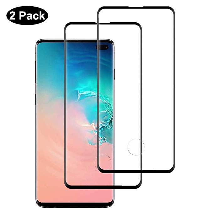 RHESHINE Galaxy S10 Plus Screen Protector, [2-Pack] [Fingerprints Sensor Compatible] [Full Adhesive] [Case Friendly] Tempered Glass Screen Protector for Samsung Galaxy S10 Plus