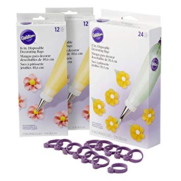 Wilton Disposable Decorating Bags Set, 12-Inch and 16-Inch Disposable Decorating Bags and Icing Bag Ties