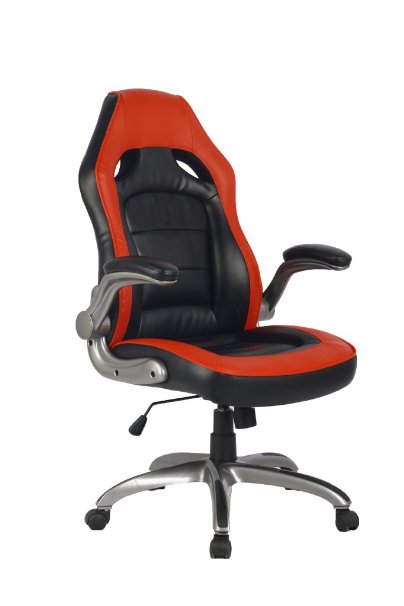 VIVA High Back Ergonomic Nylon Base Leather Office Chair with Adjustable Padded Armrest