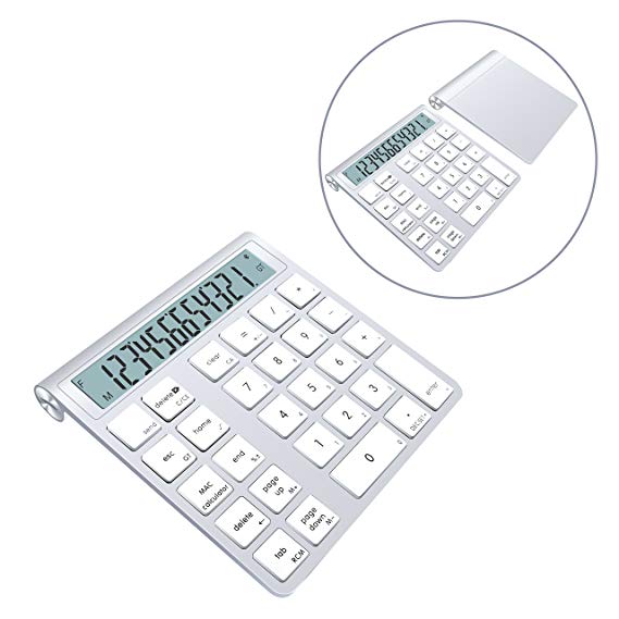 Alcey Bluetooth Wireless Smart Keypad with Calculator function Combo with Replaceable 2 AAA batteries for Apple Wireless Keyboard
