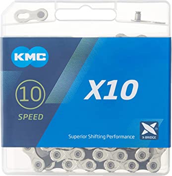 KMC X10 NP/BK-116L Chain, Silver, 0.5 inches X 0.39"