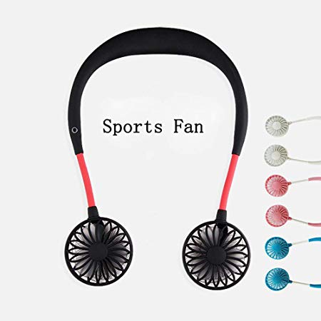 Hands-Free Neckband Fan,Hand Free Personal Fan,Headphone Design Wearable Portable USB Rechargeable Neckband Mini Fan (3 Speeds, 5-10 Working Hours) Black