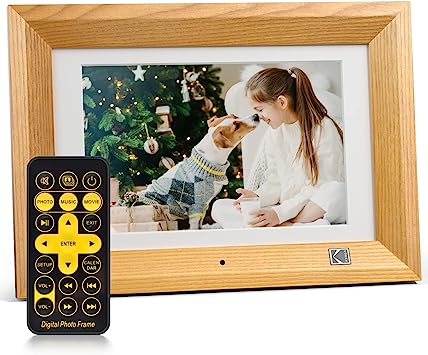 Kodak 10.1 Inch Wood Digital Picture Frame with Remote Control, IPS Screen HD Display, Auto-Rotate, Wall Mountable, Programmable Auto On/Off, Enjoy Your Precious Moment in Slideshow - Wood(No WiFi)