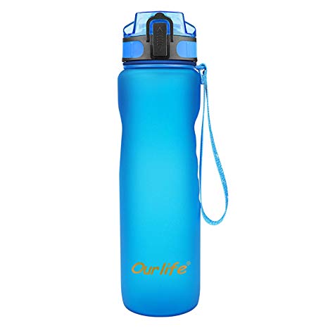 Sports Water Bottle 35oz 1000ml-Leak Proof Lid Bottle with BPA Free Tritan Plastic Water Bottles for The Gym,Yoga,Running,Outdoors, Cycling and Camping