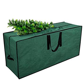 Primode Artificial Xmas Tree Storage Bag with Handles | 45” x 15” x 20” Holiday Tree Storage Case | Protective Zippered Xmas Tree Bag Fits Up to 7 Foot Tall Disassembled Trees (Green)