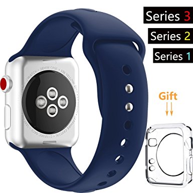 For Apple Watch Band, Acytime Durable Soft Silicone Replacement iWatch Band Sport Style Wrist Strap for Apple Watch Band Series 3 Series 2 Series 1 Sport, Edition ((New) Midnight Blue, 42mm-M / L)