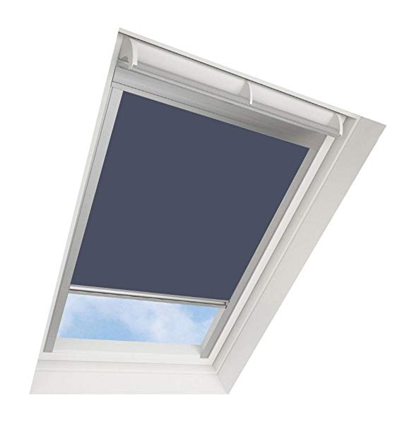 DARKONA ® Skylight Blinds For VELUX Roof Windows - Blackout Blind - Many Colours / Many Sizes (UK04, Blue) - Silver Aluminium Frame
