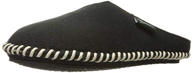 Woolrich Men's Fleece Mill Scuff Slipper, Black, Large/10-11 M US