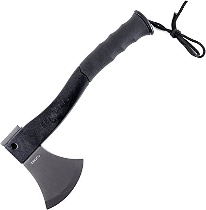 Schrade SCAXE2CP Axe 3Cr13 Stainless Steel Blade with Fire Striker, PA & TPR Rubber Handle, Clam Packaging