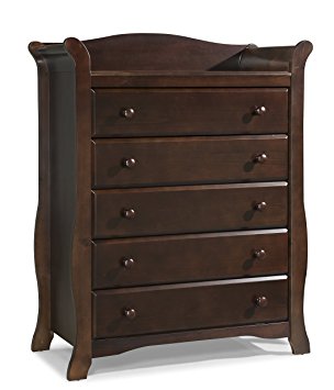 Stork Craft Avalon 5 Drawer Universal Dresser, Espresso