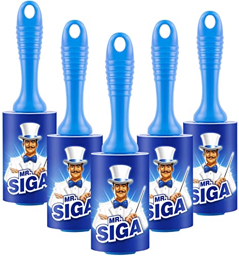MR.SIGA Extra Sticky Lint Roller Pet Hair Remover with Easy Tear Sheets, 5-Pack, 450 Sheets in Total