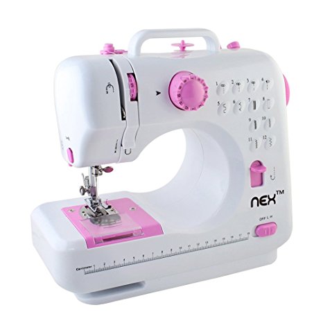 Mini Sewing Machine, Nex FHSM-508 Free-Arm Sew&Sewing Machine with 12 Built-In Stitches Crafting Mending Machine