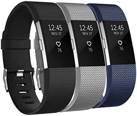 iGK Replacement Bands Compatible for Fitbit Charge 2, Adjustable Replacement Bands with Metal Clasp Classic Edition