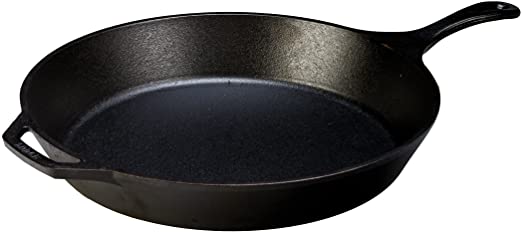 Lodge 38.1 cm / 15 inch Pre-Seasoned Cast Iron Round Skillet / Frying Pan
